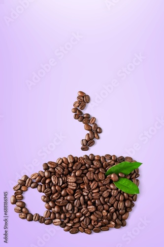 White cup and roasted aroma coffee beans