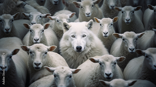 A wolf among the sheep. Concept of one who poses a threat, one who has infiltrated a group under the guise of righteousness.