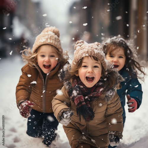 children playing in snow