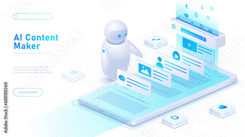 AI content maker vector white poster