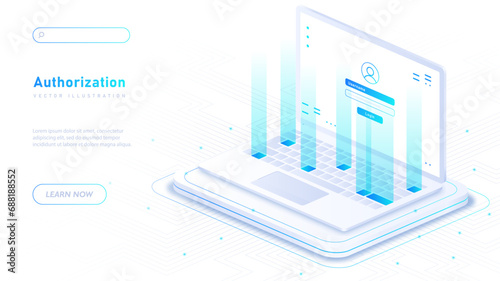 Authorization in system white vector poster