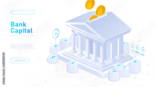 Bank capital white poster vector