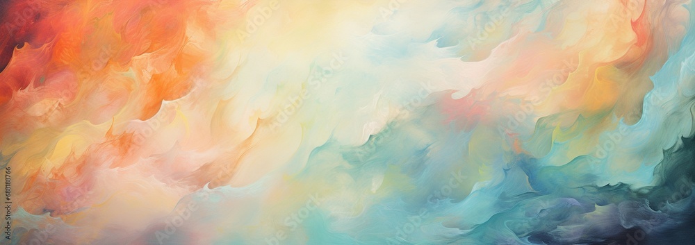 Abstract banner background of an abstract oil painting, swirls of multicolored hues, Abstract watercolor background