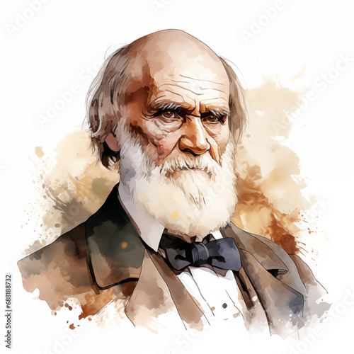 Reconstitution of Charles Darwin’s portrait, ia generated