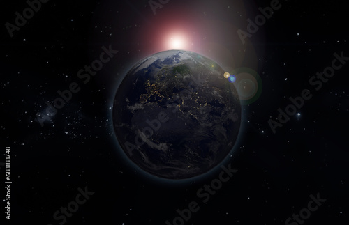 Fototapeta Naklejka Na Ścianę i Meble -  Planet Erde im Gegenlicht