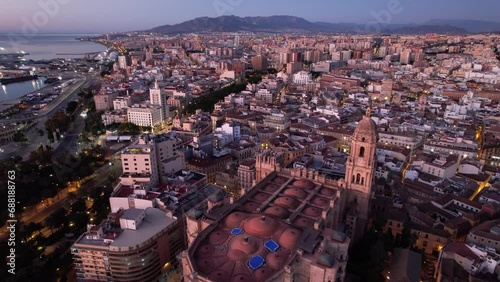 Malaga Catedral. Catedral de la Encarnacion de Malaga. Spain Andalucia Europe. Video vith drone 4k.