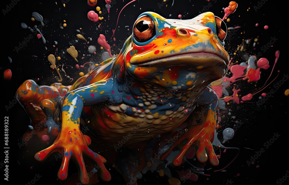 jadowita żaba w kolory świata na tło na tapetę,  - obrazy, fototapety, plakaty 