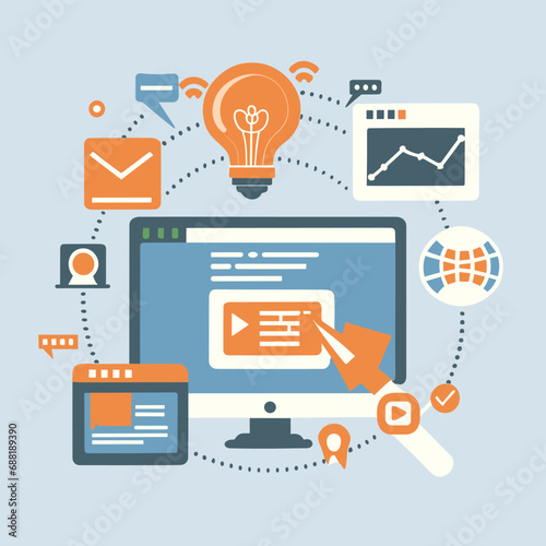 2d vector illustration web technologies, info graph presentation