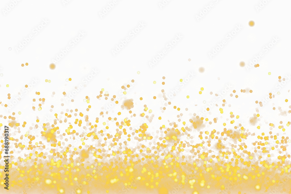 Gleam and Glow: Shiny Glittering Dust and Golden Confetti on a Transparent Backdrop