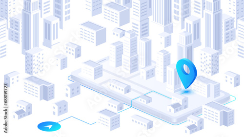 Navigation on city white poster vector