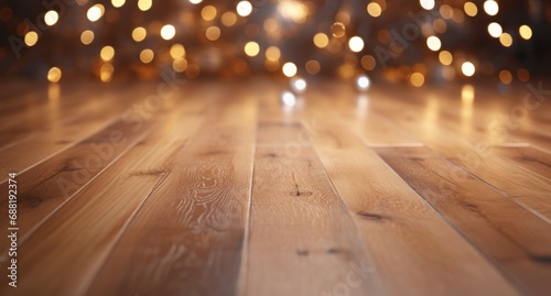 Wallpaper Mural wood floor background with christmas decorations and lights, Torontodigital.ca