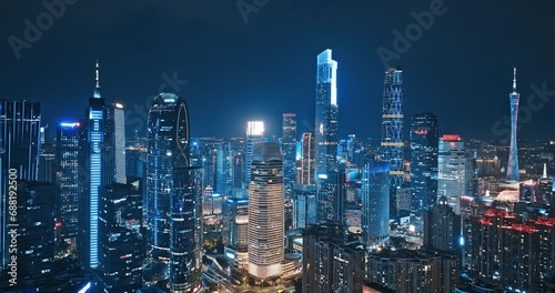 Wallpaper Mural Aerial shot of city buildings skyline at night in Guangzhou, Guangdong Province, China Torontodigital.ca