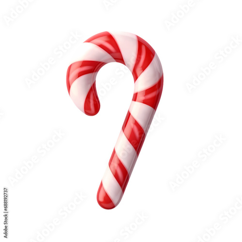 Candy cane Christmas decoration isolated on transparent background