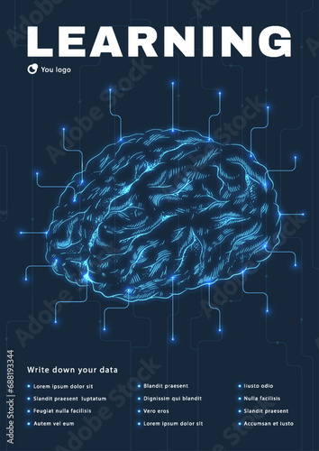 Technology medical banner with brains vector