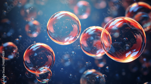 Floating Soap Bubbles with Reflective Surfaces Background