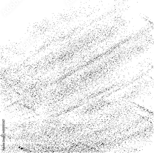Monochrome texture composed of irregular graphic elements. Distressed uneven grunge background. Abstract vector illustration. Overlay for interesting effect and depth. Isolated on white background.