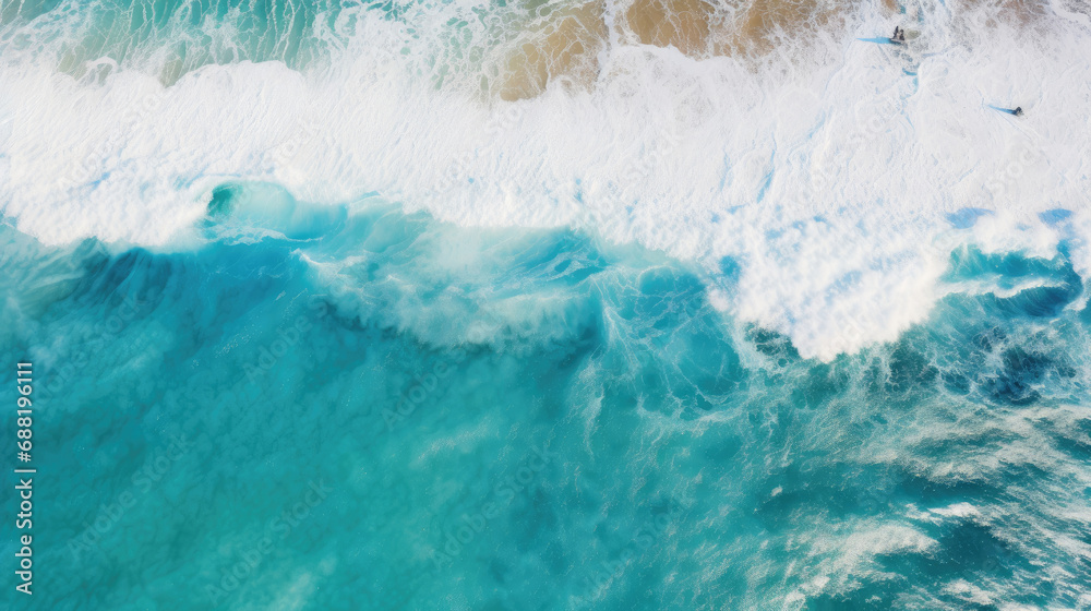 Aerial view an endless wave vivid blue ocean backdrop Aerial view an endless wave vivid blue ocean backdrop