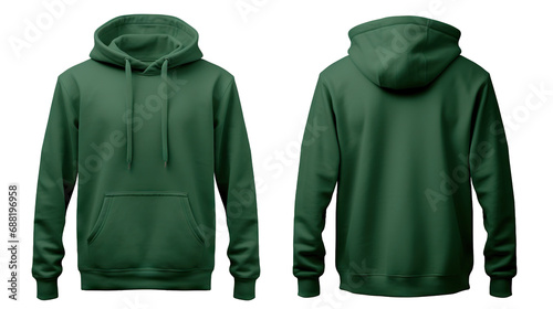 Green hooded sweatshirt mockup set, cut out