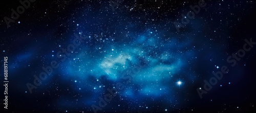 Dark night deep sky with many stars and some nebulosity - abstract cosmic background as imagined by Generative AI photo