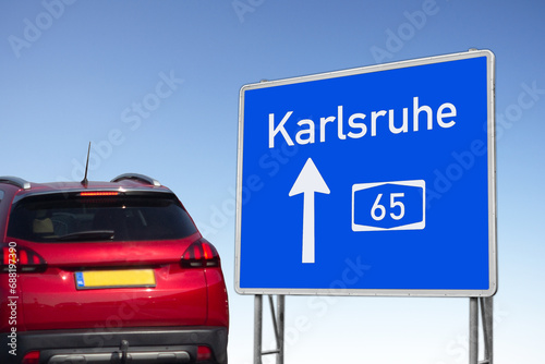 Karlsruhe, Autobahn 65, Autobahnwegweiser