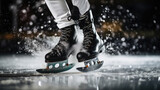Skater's skates in action highlighting precision and skill on ice