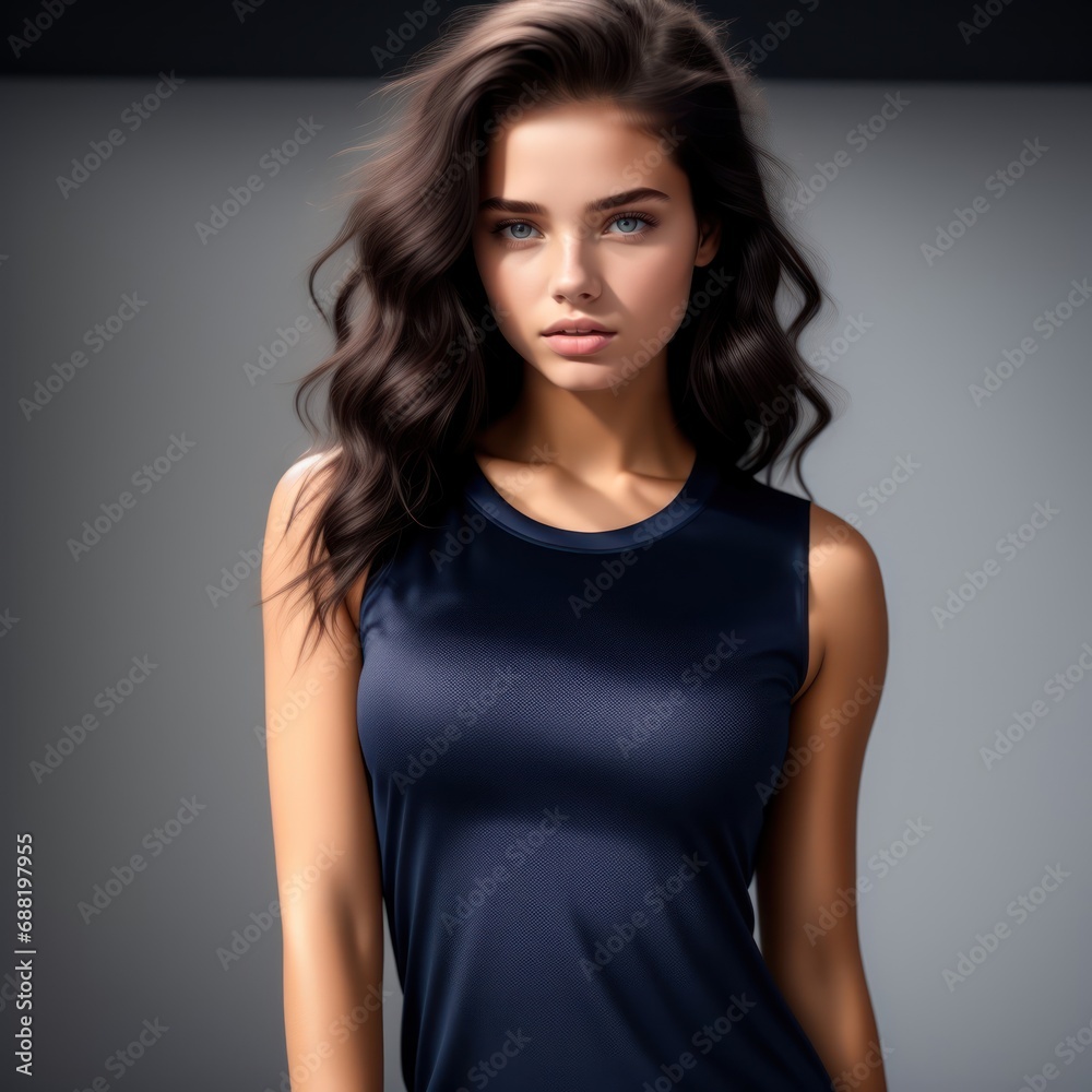 Naklejka premium Model girl posing against a wall. Generative AI.