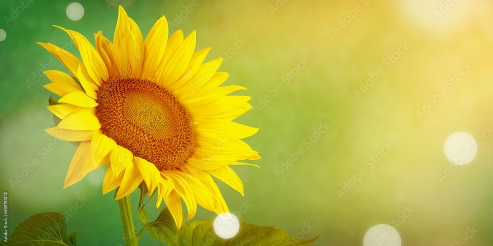 Obraz premium Beautiful fresh yellow Sunflower on background