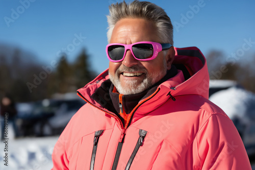 portrait of a man enjoying snow and winter