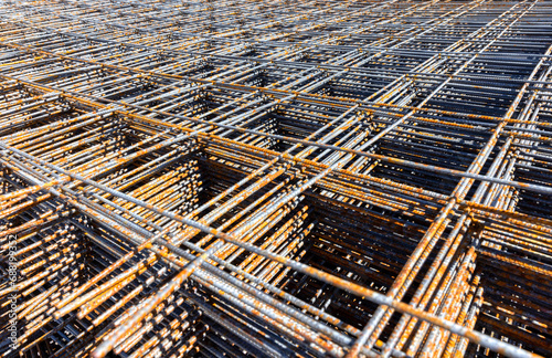 concrete reinforcement rebar metal bar, square mesh,