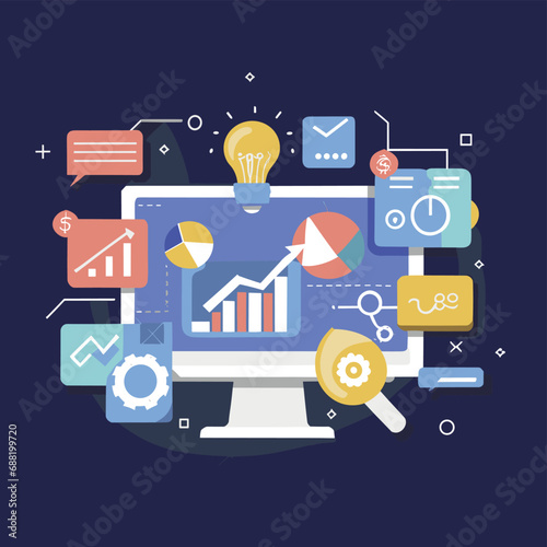 2d vector illustration web technologies, infograph presentation