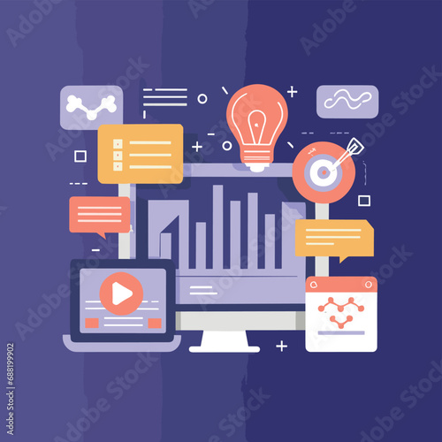 2d vector illustration web technologies, infograph presentation