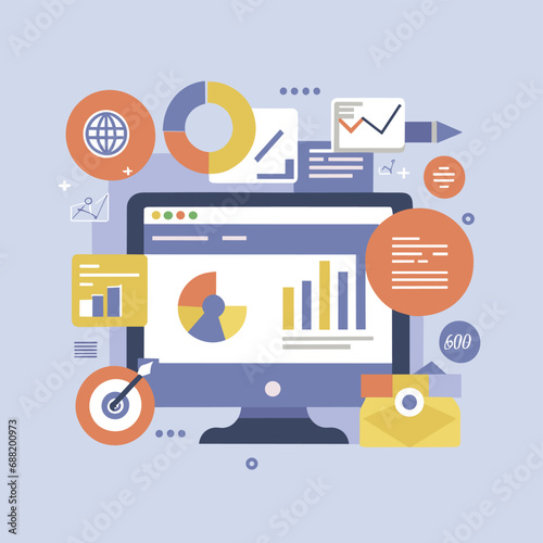 2d vector illustration web technologies, infograph presentation