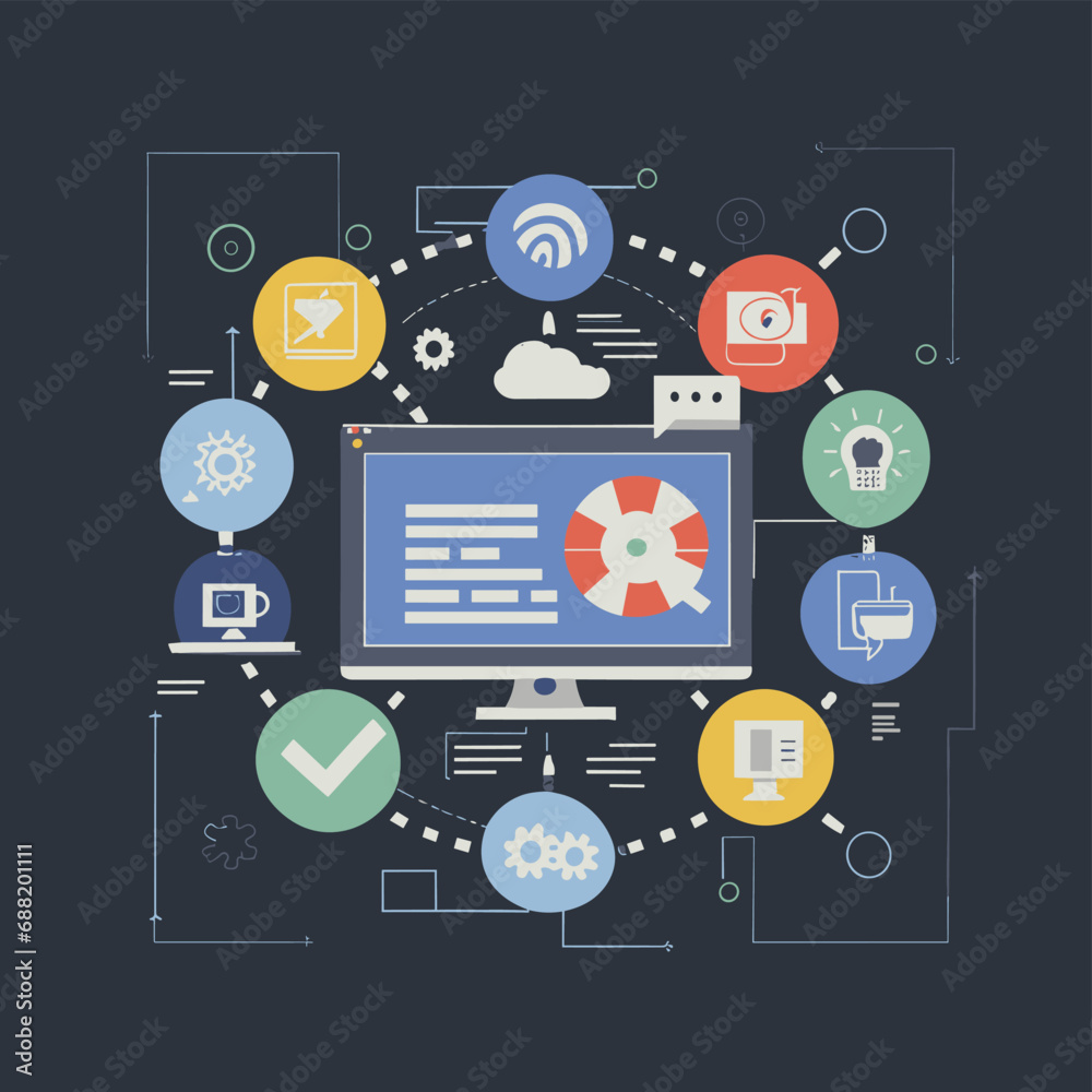 2d vector illustration web technologies, infograph presentation 2d vector illustration web technologies, infograph presentation