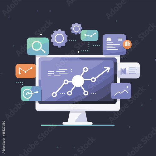 2d vector illustration web technologies, infograph presentation