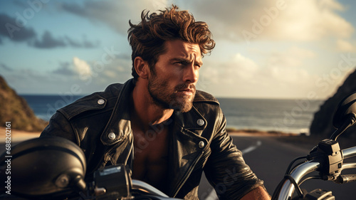 handsome man on a motorcycle © Cassia