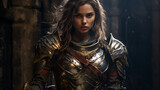 beautiful woman in armor with a sword
