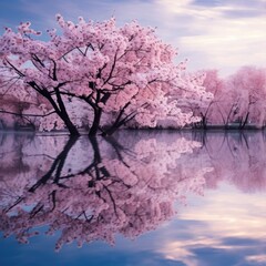 Poster encadré  Cherry Blossom Reflection  © olegganko