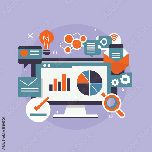 2d vector illustration web technologies, infograph presentation