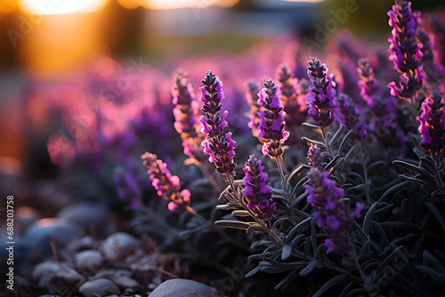 depth of field shot of perennial lavender plants photo