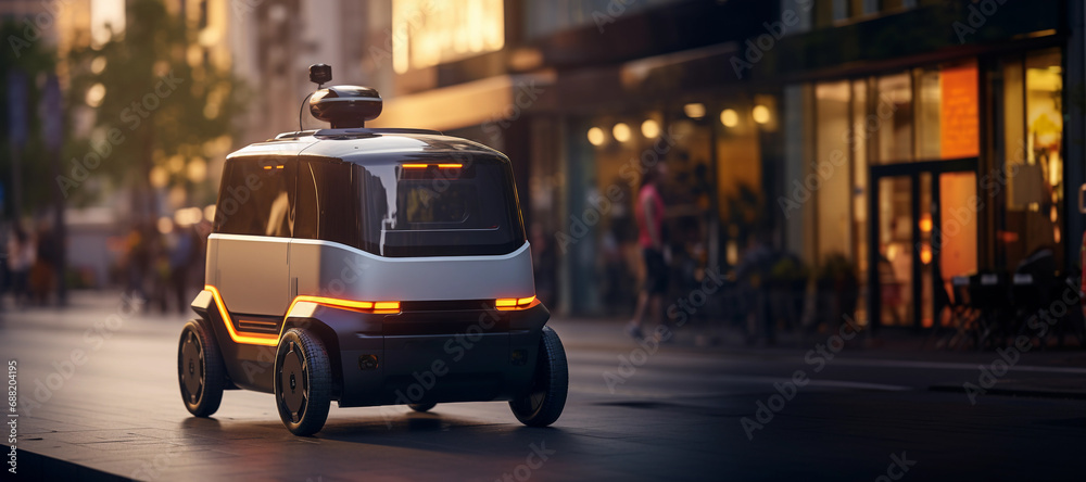 Revolutionary Delivery: Futuristic Autonomous Electric Robot Car in Action