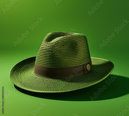 green hat is shown on green background,
