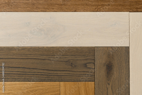 Texture of natural oak parquet close-up. Wooden boards for polished laminate. Hardwood sample background