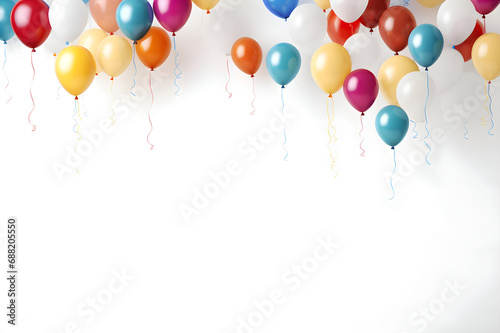 mock up white background Balloons on a white background with a ribbon