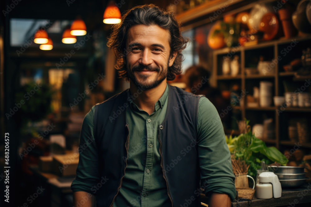 Proud barrista in the coffee shop Proud barrista in the coffee shop