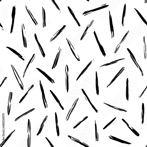 Aesthetic Contemporary printable seamless pattern with abstract line  dot  shape brush stroke in black and white colors. Boho background in minimalist style vector Illustration for wallpaper fabric