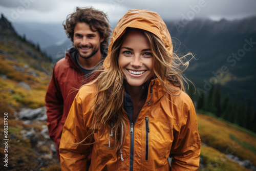 Hiking couple in the mountains