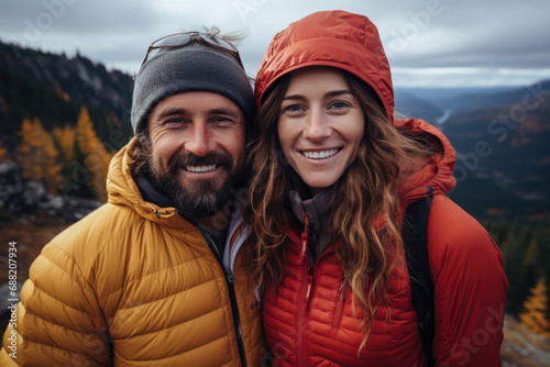 Hiking couple in the mountains