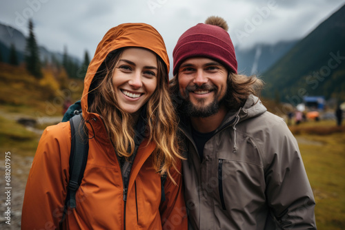 Hiking couple in the mountains