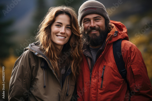 Hiking couple in the mountains