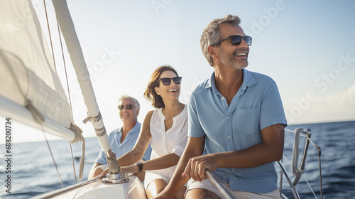 Seaside Leisure - Two Couples Enjoying Yacht Trip © Maciej Koba